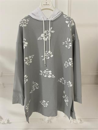 ÇİÇEK BASKILI GRİ KADIN SWEATSHIRT MM21.0262-2Y4