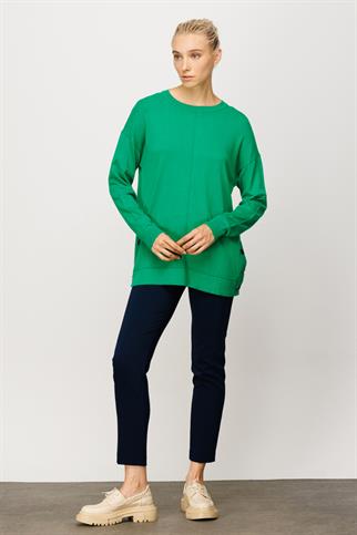 BİSİKLET YAKA DÜĞME DETAYLI YEŞİL KADIN KAZAK  23332-2K4