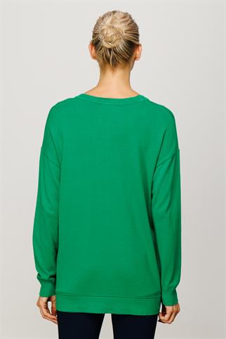 BİSİKLET YAKA DÜĞME DETAYLI YEŞİL KADIN KAZAK  23332-2K4