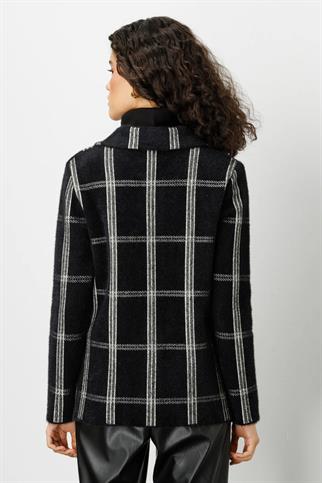 Önü Çıtçıtlı Kalın Siyah Kadın Hırka 23933-2K4