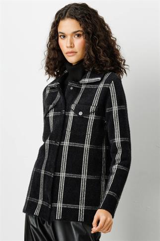 Önü Çıtçıtlı Kalın Siyah Kadın Hırka 23933-2K4