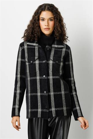 Önü Çıtçıtlı Kalın Siyah Kadın Hırka 23933-2K4