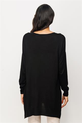 SIFIR YAKA SALAŞ SİYAH KADIN TUNİK 25316-2K4