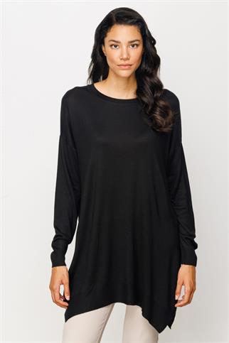 SIFIR YAKA SALAŞ SİYAH KADIN TUNİK 25316-2K4