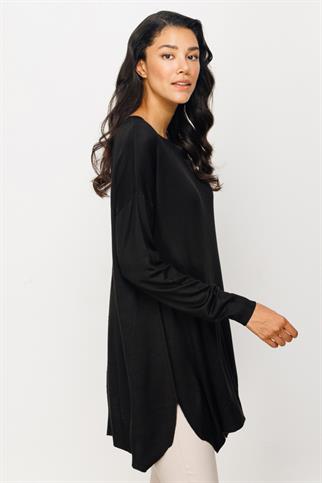 SIFIR YAKA SALAŞ SİYAH KADIN TUNİK 25316-2K4