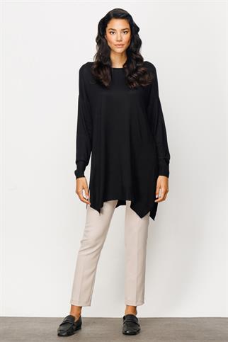 SIFIR YAKA SALAŞ SİYAH KADIN TUNİK 25316-2K4