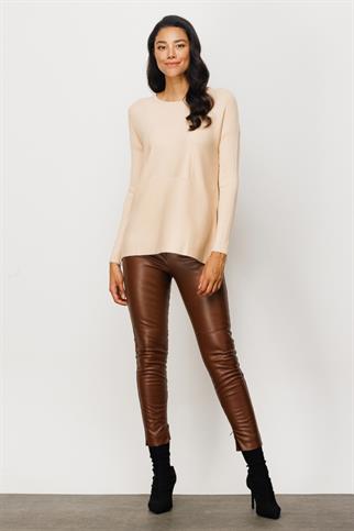 Yanı Fermuarlı Bej Triko Kadın Kazak 25318-2K4