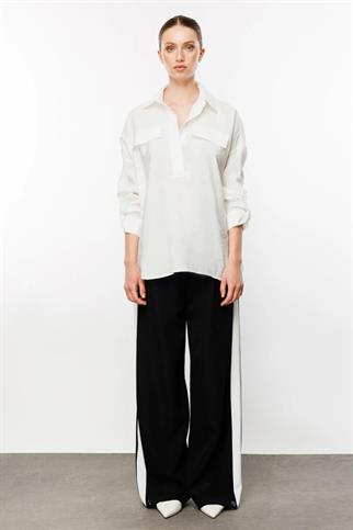 SÜS KAPAK CEPLİ EKRU KADIN GÖMLEK  34391-2Y4