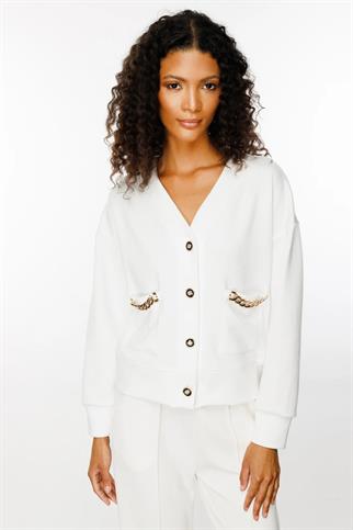 METAL DÜĞMELİ UZUN KOLLU EKRU KADIN HIRKA  36943-2Y4