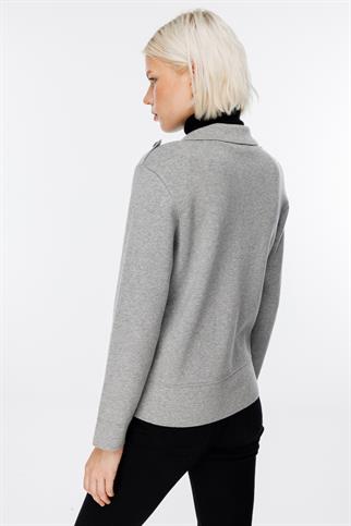 Yandan Fermuarlı Omuz Apoletli Yakalı Gri  Hırka 43900-2K5