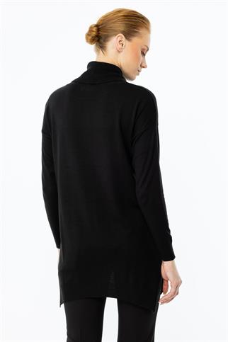 KENARLARI YIRTMAÇLI SİYAH KADIN TUNİK 45317-2K5