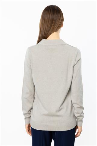 Gömlek Yaka Gri Kadın Triko 45324-2K5