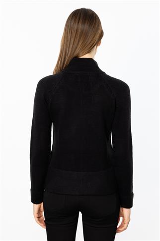 Dik Yaka Fermuarlı Siyah Kadın Hırka 45912-2K5