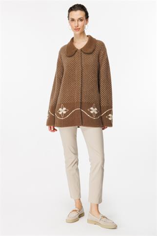 Desenli Boncuk Detaylı Bej Kadın Hırka 45924-2K5