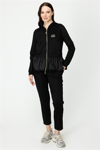 Altı Paraşüt Kumaş Kelebek Detaylı Siyah Kadın Mont 46702-2K5