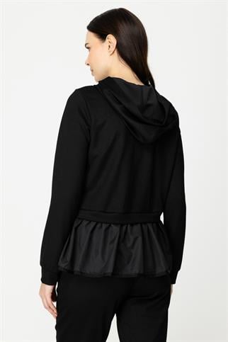 Altı Paraşüt Kumaş Kelebek Detaylı Siyah Kadın Mont 46702-2K5