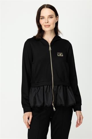 Altı Paraşüt Kumaş Kelebek Detaylı Siyah Kadın Mont 46702-2K5