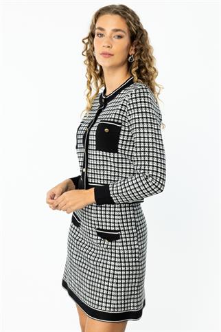 Desenli Cepli Siyah Kadın Hırka 49900-2K5