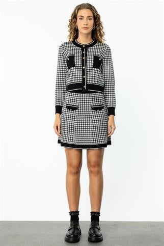 Desenli Cepli Siyah Kadın Hırka 49900-2K5