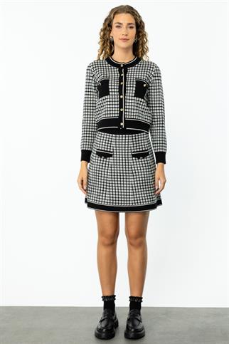 DESENLİ SİYAH KADIN TRİKO ETEK  49901-2K5