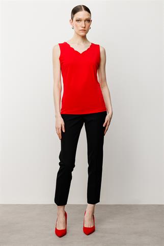Dilim Yaka Basic Kırmızı Kadın Bluz 51315-2Y5