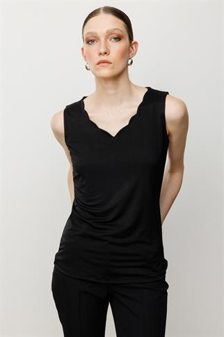 Dilim Yaka Basic Siyah  Kadın Bluz 51315-2Y5