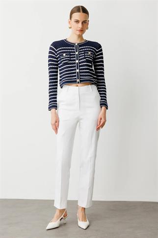 Çizgili Crop Laci Kadın Hırka 53901-2Y5