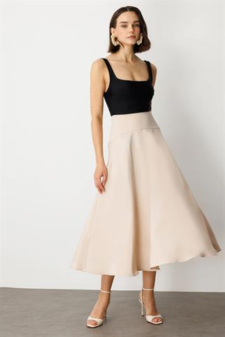 Volanlı Midi Boy Taş Kadın Etek 54237-2Y5