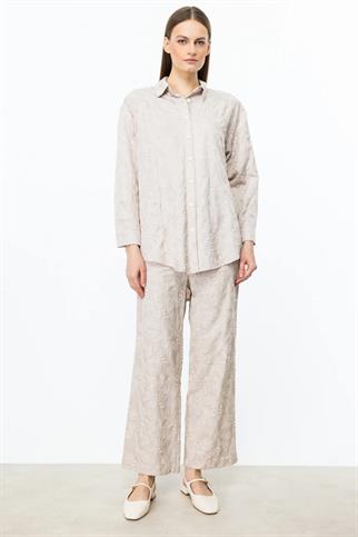 Pamuklu Uzun Kollu Taş Kadın Gömlek 54359-2Y5