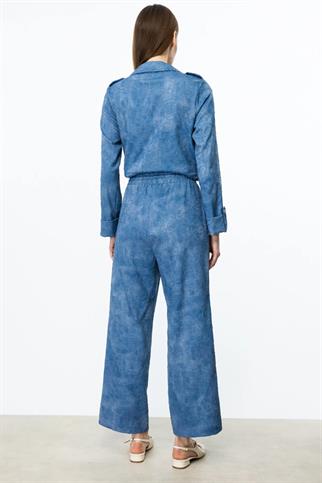 İŞLEMELİ BOL PAÇA İNDİGO KADIN PANTOLON  54521-2Y5 