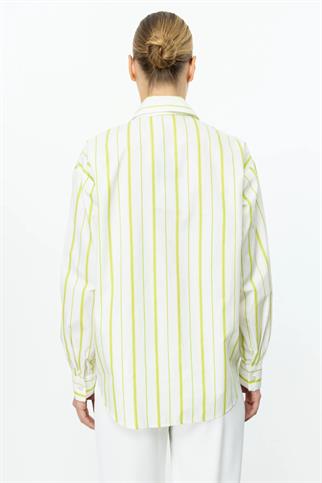 YILDIZ DETAYLI ÇİZGİLİ FISTIK KADIN GÖMLEK 56300-2Y5