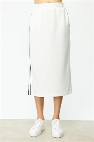 ŞERİT DETAYLI MİDİ BOY  EKRU KADIN ETEK 56341-2Y5