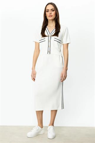 ŞERİT DETAYLI MİDİ BOY  EKRU KADIN ETEK 56341-2Y5