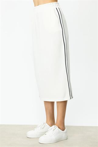 ŞERİT DETAYLI MİDİ BOY  EKRU KADIN ETEK 56341-2Y5