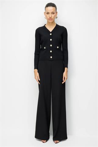 Düğmeli Siyah Renk Kadın Hırka 70912-2Y6