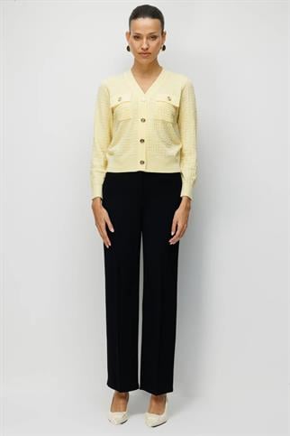 Kapak Cepli V Yaka Hırka Sarı 70913-2Y6