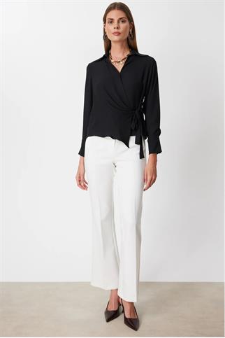 Yandan Bağlamalı Kruvaze Bluz Siyah 72306-2Y6