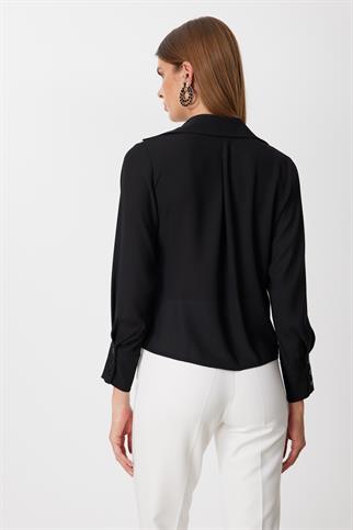 Yandan Bağlamalı Kruvaze Bluz Siyah 72306-2Y6