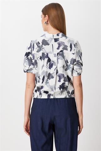Desenli Yarım Kollu Bluz Siyah 74344-2Y6