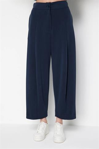Dikiş Detaylı Bol Paça Pantolon Lacivert 74703-2Y6
