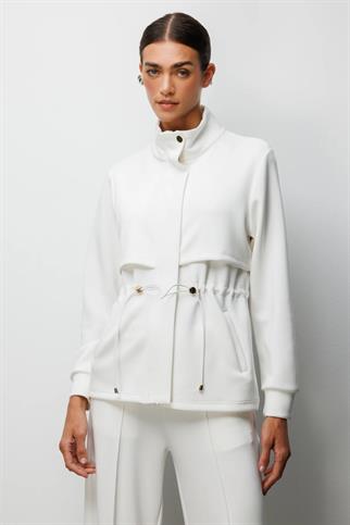 Dik Yaka Beli Bağcıklı Ceket Ekru 76333-2Y6