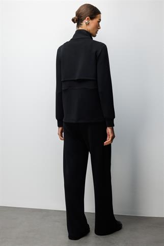 Dik Yaka Beli Bağcıklı Ceket Siyah 76333-2Y6