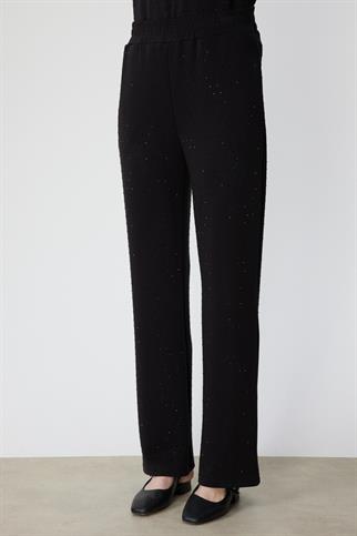 Taş İşlemeli Bol Paça Eşofman Altı Siyah 76344-2Y6