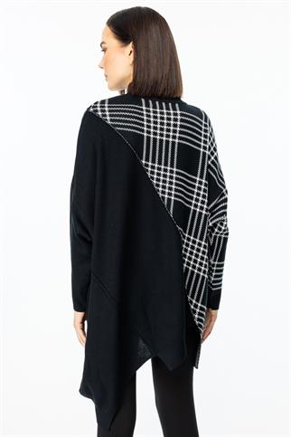 ÖNÜ PARÇALI DESENLİ SİYAH KADIN TUNİK 45390-2K5