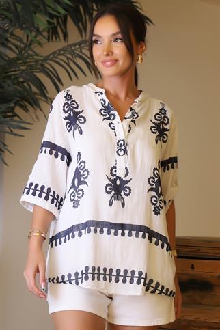 HAKİM YAKA EKRU KADIN GÖMLEK 226-2Y4