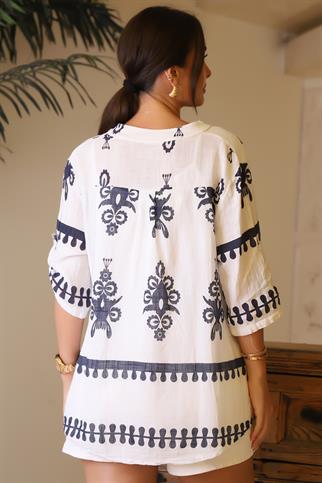 HAKİM YAKA EKRU KADIN GÖMLEK 226-2Y4