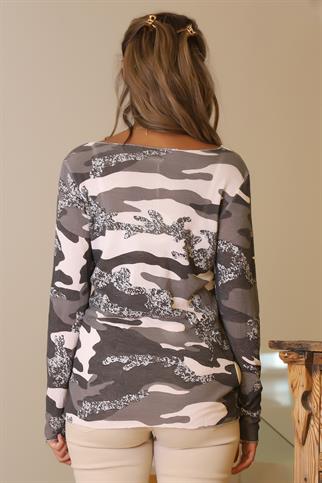 KAMUFLAJ DESENLİ PEMBE KADIN BLUZ 841810-2Y5
