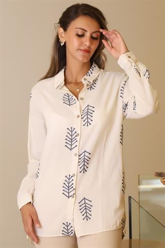 ETNİK DESENLİ TAŞ KADIN GÖMLEK  3280-2Y5