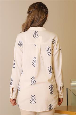 ETNİK DESENLİ TAŞ KADIN GÖMLEK  3280-2Y5