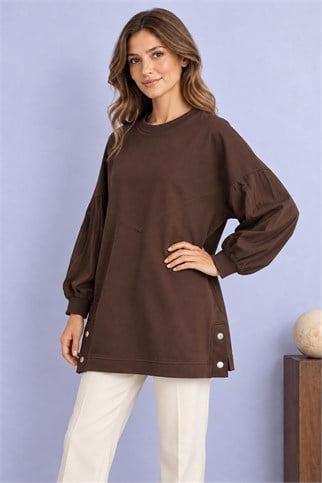 10830-2K7 PUANE TUNİK-KAHVE